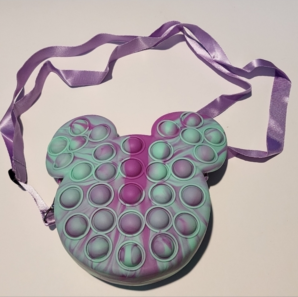 Pop It Fidget Purple Green Crossbody Bag Purse Mouse